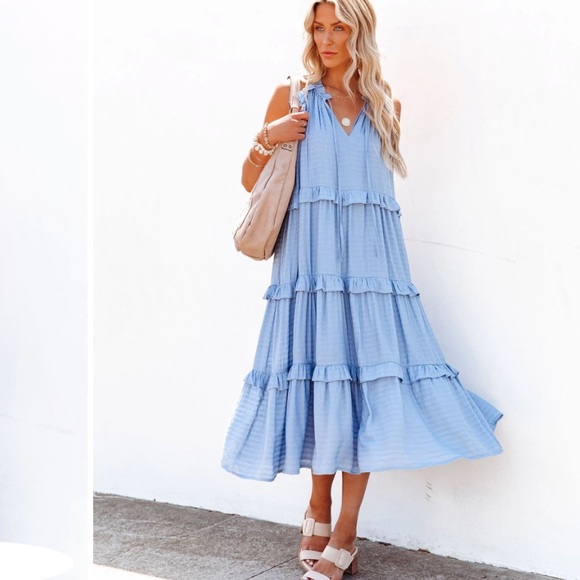 Ballard Cotton Blend Pocketed Tiered Midi Dress